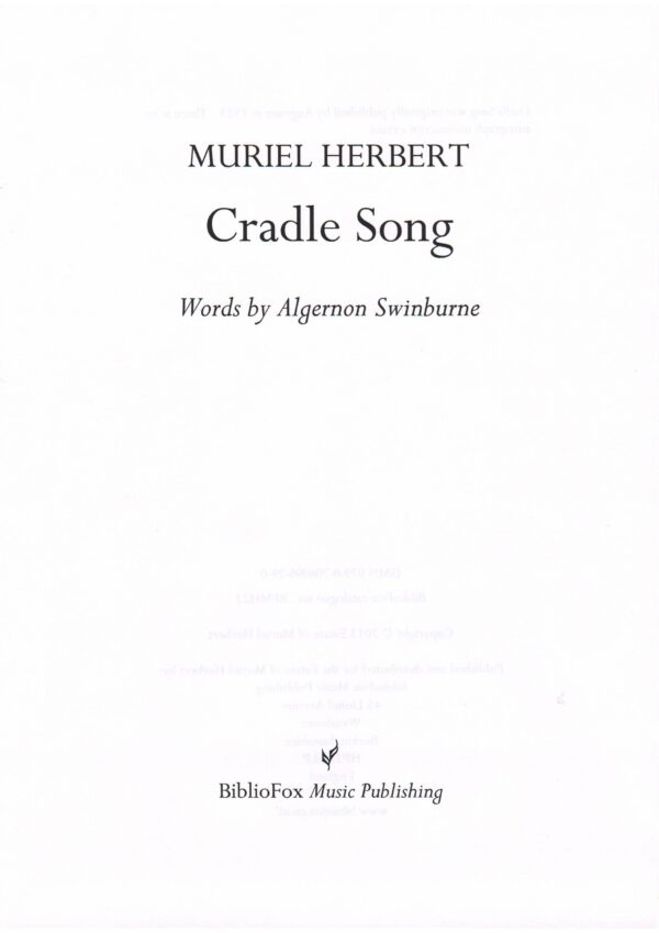 Cover page of Muriel Herbert Cradle Song