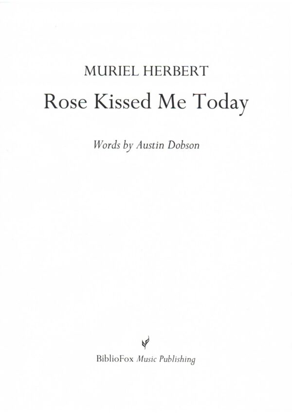 Cover page of Herbert Rose Kissed Me Today
