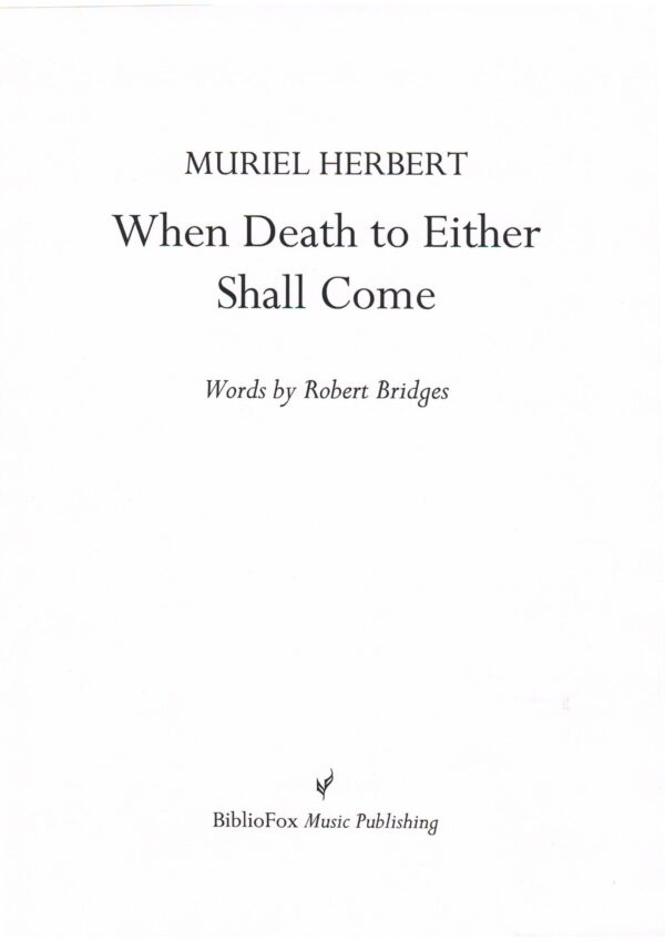 Cover page of Herbert When Death to Either Shall Come