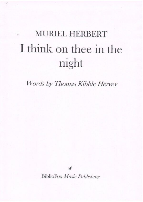 Cover page of Herbert I think on thee in the night