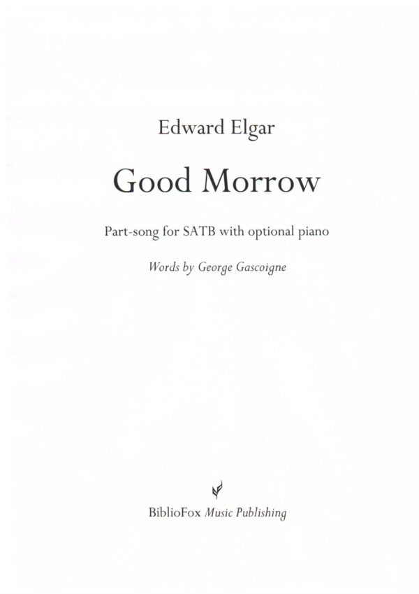 Cover page of Elgar Good Morrow