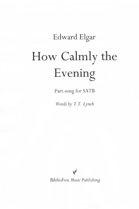 Cover page of Elgar How Calmly the Evening