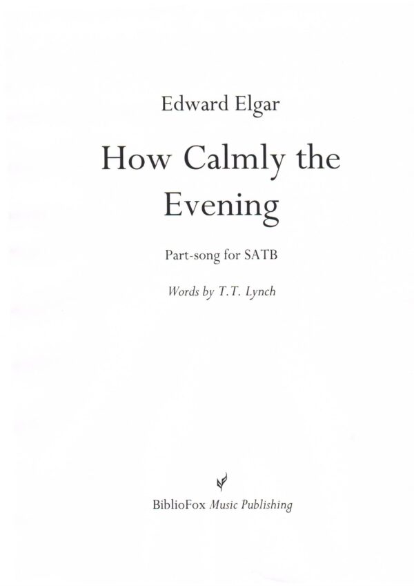Cover page of Elgar How Calmly the Evening