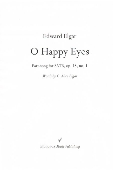 Cover page of Elgar O Happy Eyes