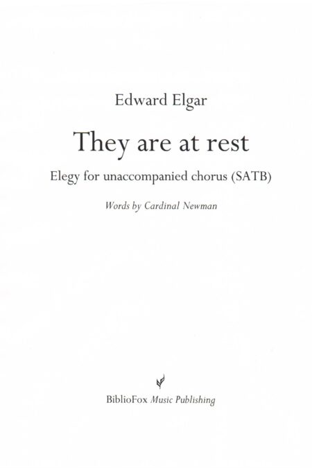 Cover page of Elgar They are at rest