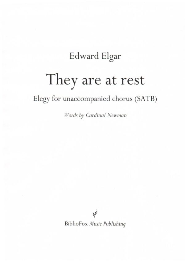 Cover page of Elgar They are at rest